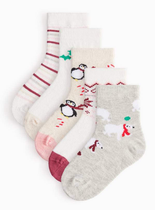 Christmas Characters Ankle Socks 5 Pack 3-5.5
